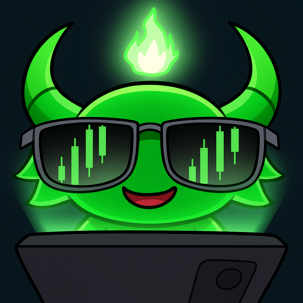 A glowing green glo character